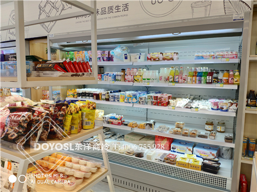 江蘇南通超音速便利店冷柜-飲料直角風幕柜-三開門飲料冷藏柜-敞開式冷藏柜案例